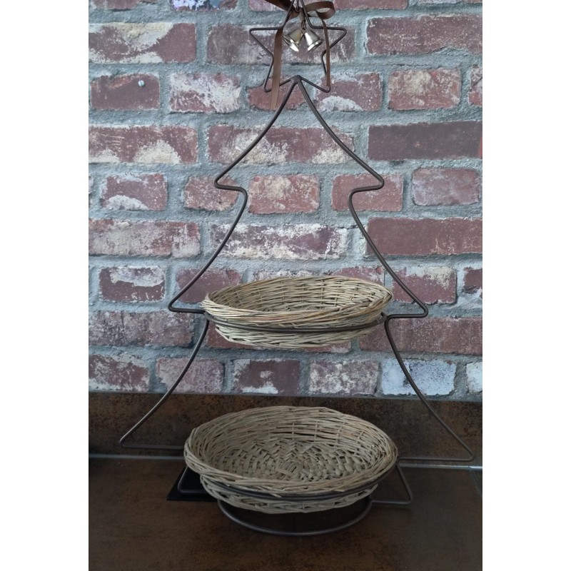 Kerstboom Etagère Met Rietplateau's
