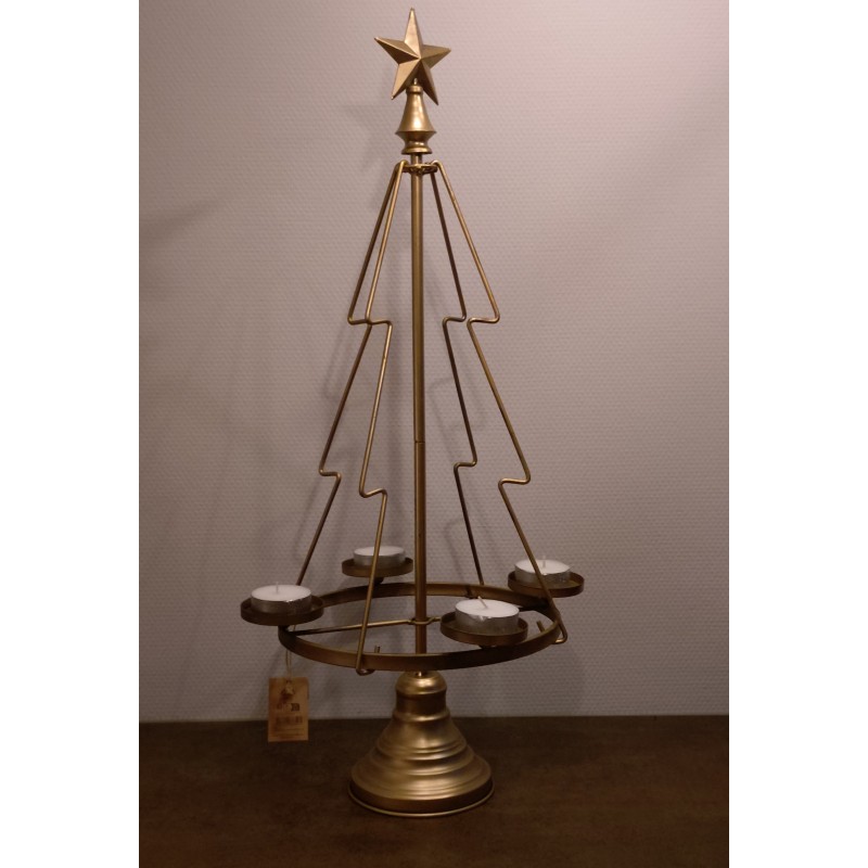 Kerstboom Goud Met Zwevende Waxinelichtjes