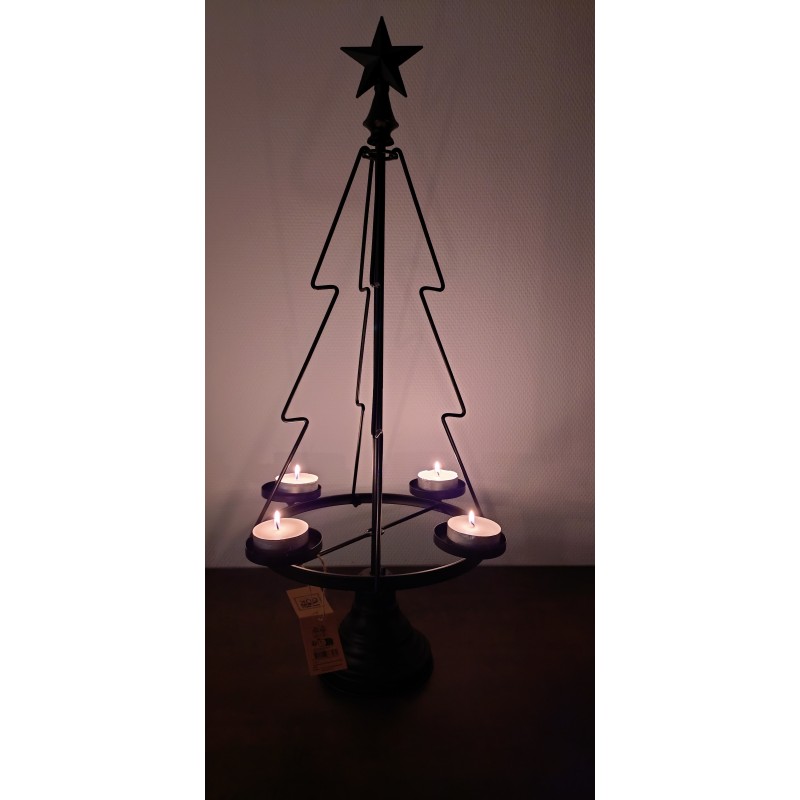 Kerstboom Zwart Met Zwevende Waxinelichtjes