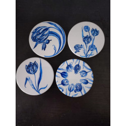 Onderzetters Vrolijke Tulpen Delfts Blauw